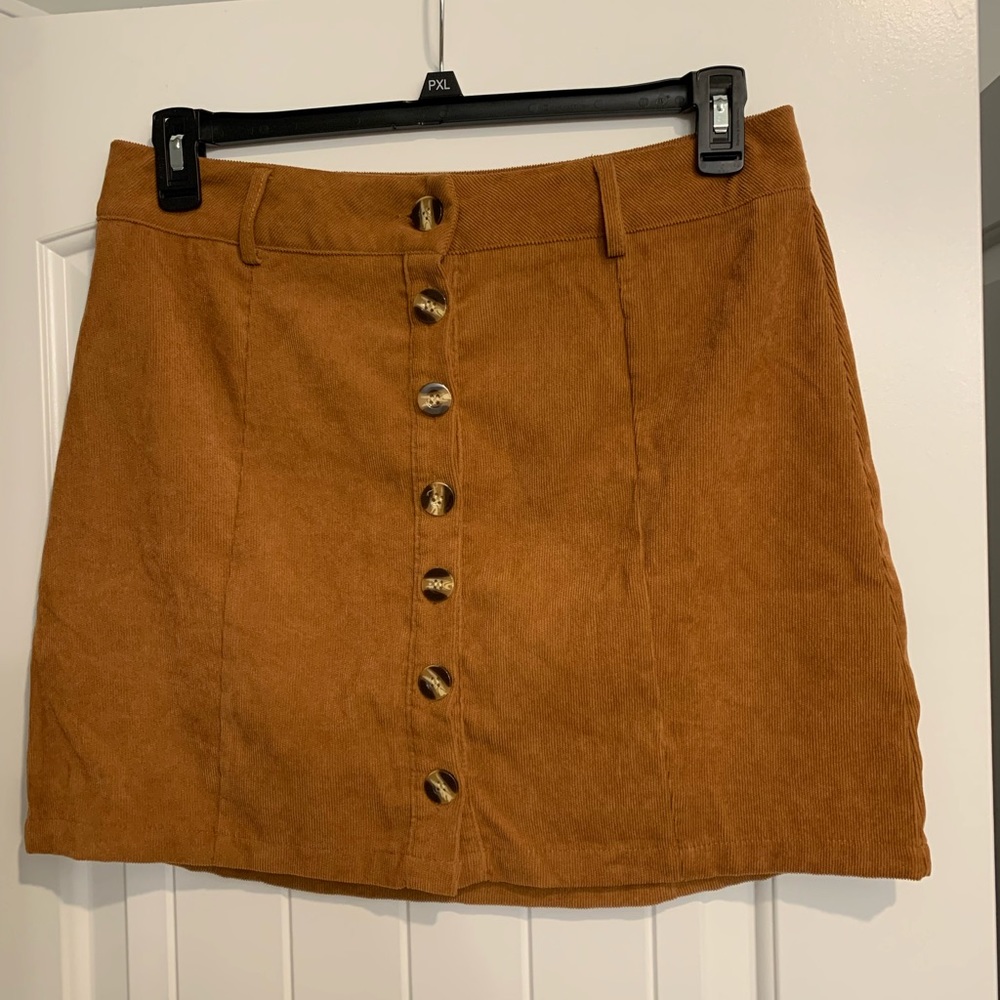 Button down Light Brown Mini Skirt